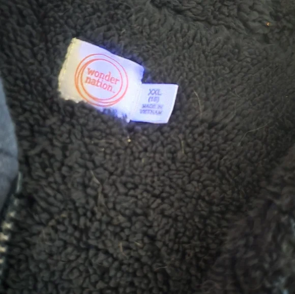 Wonder Nation Sherpa Zip Hoodie | Boys XXL (18) | Navy - Picture 2 of 2